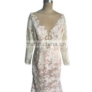 China OEM Long Sleeve Lace Wedding Dress For Sale thumbnail-5