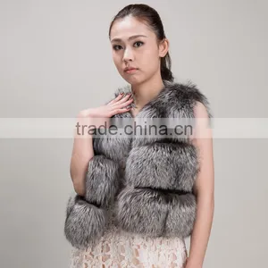 Myfur Winter Warm Real Short Fox Fur Vest Women Style thumbnail-1