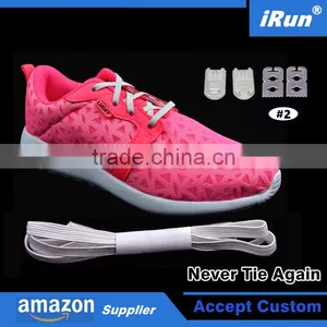 No Tie Elastic Laces For Kids Children - Flat White Elastic No Tie Shoelaces With Adjustable Tension - Amazon/eBay Supplier thumbnail-1