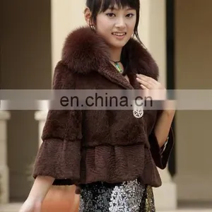 Korean Version Rabbit Fur Coat With Fox Fur Collar thumbnail-1