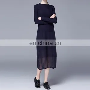 2016 China Clothing Factory Customize Fashion Simple Chiffon Lady Knit Dress thumbnail-1