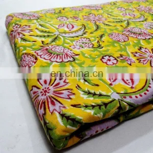 100% Cotton Hand Block Printed Fabric By The Yard thumbnail-1