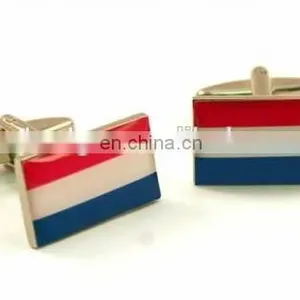 China Factory Custom Make Novelty , Classic Cufflinks, Flag Cufflinks, Dutch Flag Silver Cufflinks, Custom Make Your Own Design thumbnail-1