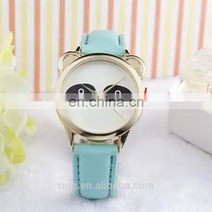 Wholesale Fashion Jewelry Lovely Panda Face Leather Watches thumbnail-1