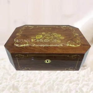 Luxury Good Quality High Gloss Inlaid Pattern Memorial Tribute Keepsake Box With Lock thumbnail-1