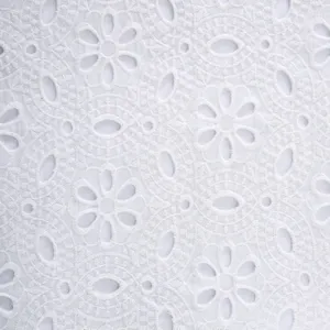 100% Guipure Cotton Fabric Swiss Voile Lace Embroidered thumbnail-3
