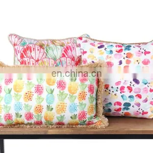 Summer Fruit Yellow Lemon Leaf Pillow Cover Waterproof Outdoor Cushions Home Decorative Cotton Linen 18x18Inch thumbnail-7