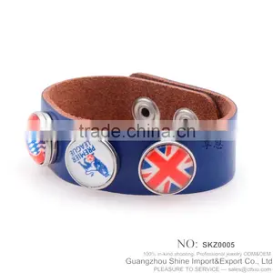 Fashion Leather Snap Button Leather Mens Bracelet Wholesale SKZ003 thumbnail-2