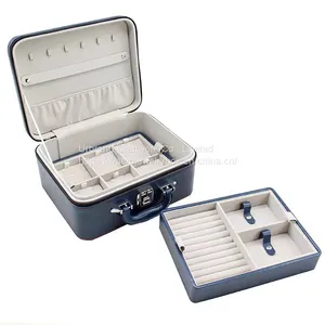 Double-layer Password Jewelry Storage Box Pendant Ring Earring Bracelet Display Portable Pearl Treasure Box thumbnail-1