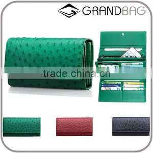 High Quality Customized Logo Genuine Real Ostrich Leather Clutch Wallet for Women thumbnail-1