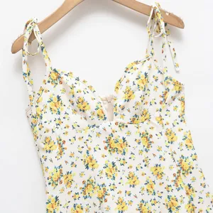 2025 Summer New Design Fashionable Flower Printed Strap Dress thumbnail-3
