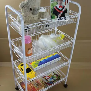 Simple Furniture Multifunctional Multi - Layer Storage Rack Trolley With Wave Decoration thumbnail-3