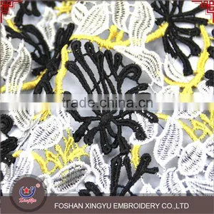 OEM Beauty Fashion Black Flower Water Soluble Embroidery Good Quality Lace Fabric thumbnail-1