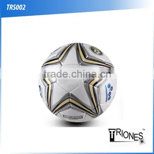 (120499)High Quality Shiny PU Leather Butyl Bladder Soccer Ball Big Blue Star Design Football Quality Choice thumbnail-1