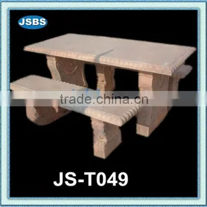 Carved Marble Table and Bench JS-T049 thumbnail-1