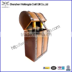 Factory Hot Sell Handmade Pu Leather Gift Box Wine for 2 Bottles thumbnail-1