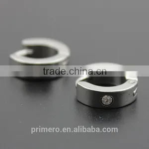 4MM Smooth Filled Shiny Cubic Zircon Fashion Stainless Steel Hoop Earring Jewelry thumbnail-2