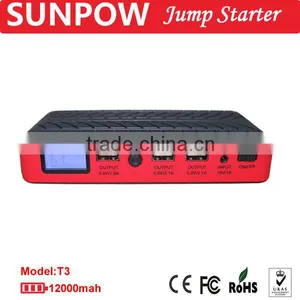 Sunpow 12000mAh Triple Usb 12v Car Jump Starter Mini Mobile Power Bank Booster With Air Compressor thumbnail-1
