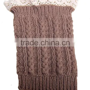 Trendy 2014 Winter Knit Lace Women Crochet Boot Cuffs thumbnail-3