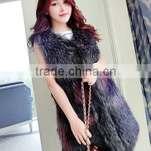 Wholesale Stylish Genuine Real Raccoon Fur Vest for Women thumbnail-4