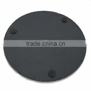 [factory Direct] Dia20cm Natural Edge Round Shape Slate Plate for Glass Cover Item CP-2020CD2AN thumbnail-2