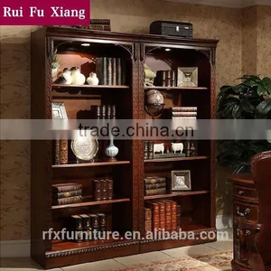 Rubber Wood Bookshelf Sideboard With Handmade Carving AI-206 thumbnail-1