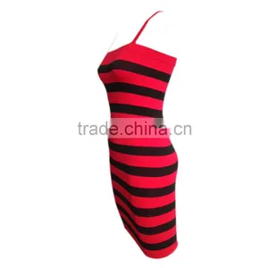 Latest Seamless Fashion Sexy Tight Sleeveless Dress Women With Stripes thumbnail-3