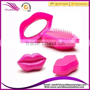 2015 Hot New Type Lip Shape Personalized Detangling Hair Brushes With Mirror thumbnail-1