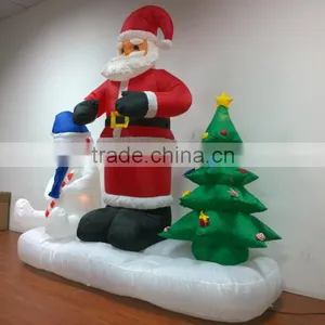 DJ-XT-51 Inflatable Santa Claus and Polar Bear Stay in Snowfield Protect Christmas Tree Garden Decoration thumbnail-2