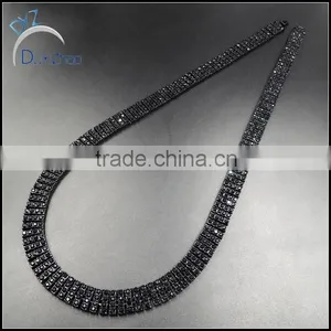 Hot Sale 4 Row Men's Heavy Hip Hop Black Diamond Necklace thumbnail-2