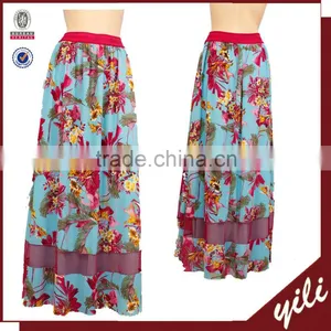 Floral Print Latest Skirt Design Pictures Long Skirt Apparel for 18-45 Years Old Women thumbnail-1