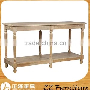 French Style Vintage Oak Wood Side Table thumbnail-1