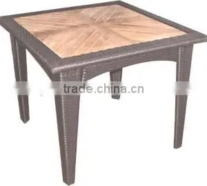 Wood Table Top Outdoor Wicker Table thumbnail-1