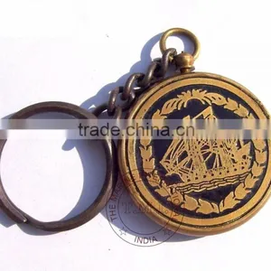 KEY CHAIN 50 YEAR CALENDAR - ANTIQUE BRASS KEY RING ITALIC CALENDAR - NAUTICAL BRASS KEYCHAIN thumbnail-2
