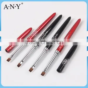 ANY Professional Nail Artist Using Nail Art Beauty Design Metal Handle UV Gel Flat Nail Brush Nylon Hair thumbnail-1