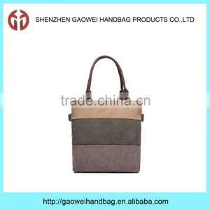 Hot Sale High Quality Fashion Cheap Standard Size Canvas Tote Bag Leather Handle GW835 thumbnail-1