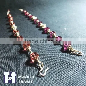 Customized Fashion Pink 925 Sterling Silver Bracelet Designed For Couple thumbnail-6