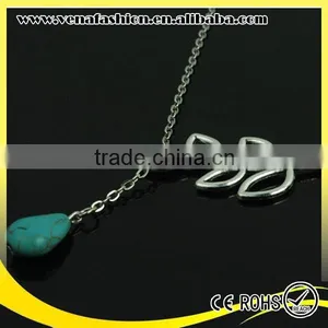 Leaf Water Drop Bead Thick Chain Silver Necklace Designs thumbnail-2