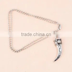 Fashion Stainless Steel Wolf Tooth Fake Turquoise Pendant Necklace Mens Jewelry thumbnail-5