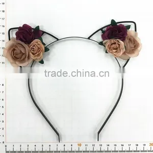 Lovely Fabric Rose Flower Metal Ear Headband Cute Alice Band thumbnail-6