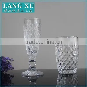 Hand Pressed Transparent Unique Shaped Wholesale Tumbler Drinking Water Glass thumbnail-2