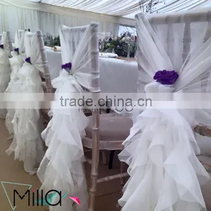 Hot Sale 2016 Wholesale Blush Chiffon Ruffled Wedding Chair Cover Sash Hood thumbnail-6