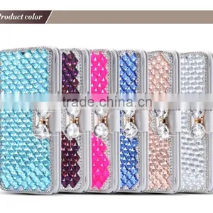 Luxury Leather Bling Crystal Diamond Bow Wallet Case for S7/S7 Edge .For Iphone 6/6s Bling Crystal Wallet Case thumbnail-1
