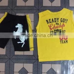 Children Printed Knitted Short Sleeve T-shirt and Short Pant Set thumbnail-1