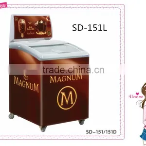 Glass Sliding Curved Door Ice Cream Deep Freezer With Light thumbnail-1