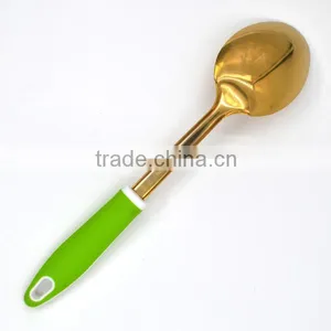 Fashion Style New Design TPR Handle Gold Plating Stainless Steel Serving Spoon thumbnail-2