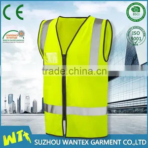 2016 Wholesale Cheap 100% Polyester Fluorescent Yellow Reflective Construction Safety Vests thumbnail-1