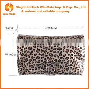 2014 Best Seller Leopard pu Bag Nylon Hair& Wood Handle 24 Piece Make up Cosmetic Brush Set In Pretty Pouch thumbnail-3