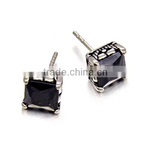 Square With Black Restone Earrings Stainless Steel Hot Sell Earrings thumbnail-2