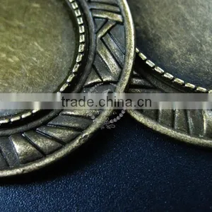 30*25mm Setting Size Brass Bronze Filigree Simple Oval Bezel Tray DIY Pendant Charm Supplies 1421080 thumbnail-3